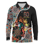 Honouring 50 Year Of NAIDOC Long Sleeve Polo Shirt Honouring The Next Generation Red Aboriginal Art