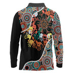 Honouring 50 Year Of NAIDOC Long Sleeve Polo Shirt Honouring The Next Generation Red Aboriginal Art