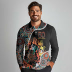 Honouring 50 Year Of NAIDOC Long Sleeve Polo Shirt Honouring The Next Generation Red Aboriginal Art