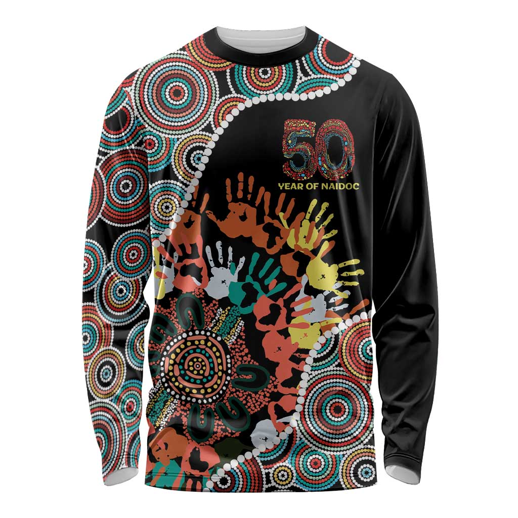Honouring 50 Year Of NAIDOC Long Sleeve Shirt Honouring The Next Generation Red Aboriginal Art