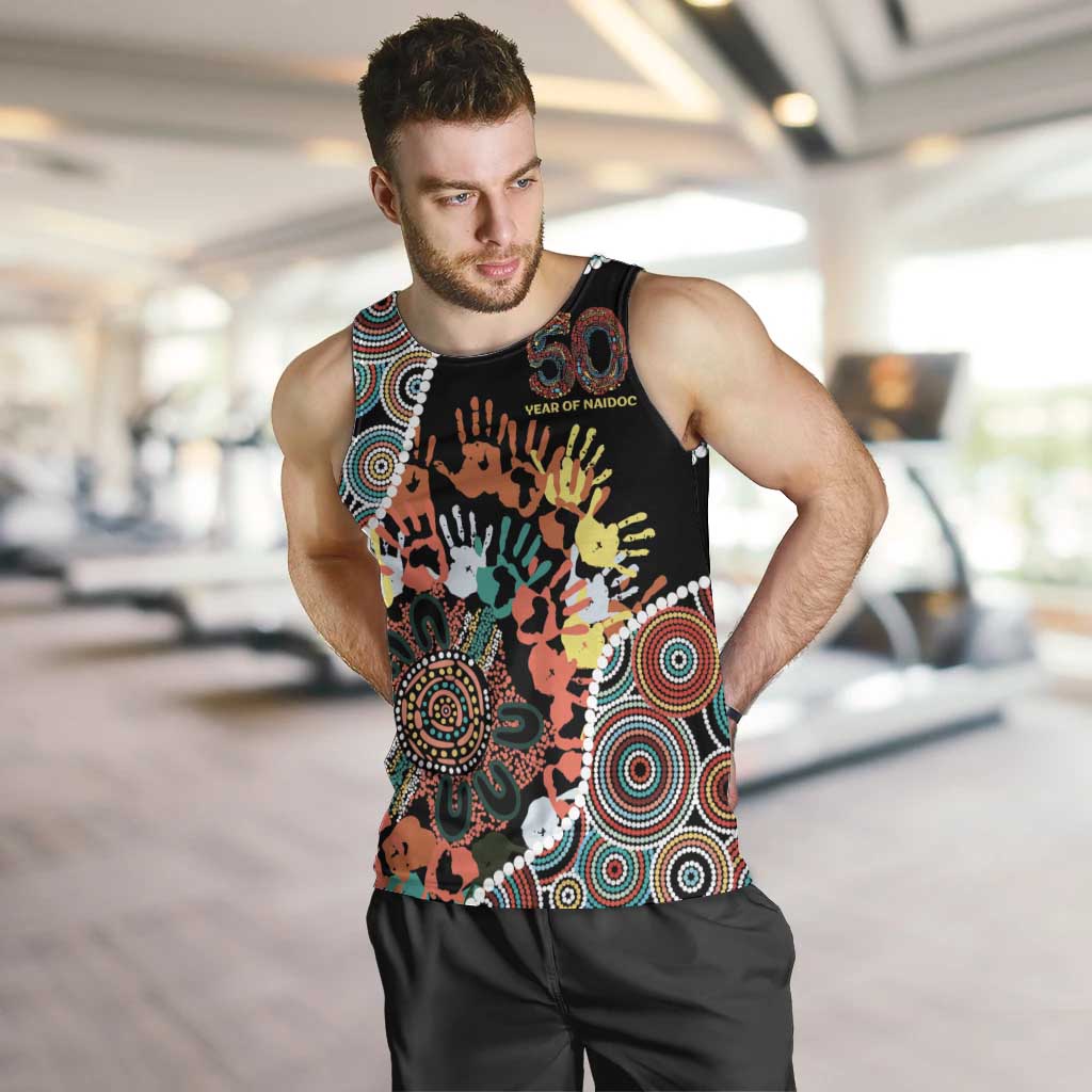 Honouring 50 Year Of NAIDOC Men Tank Top Honouring The Next Generation Red Aboriginal Art