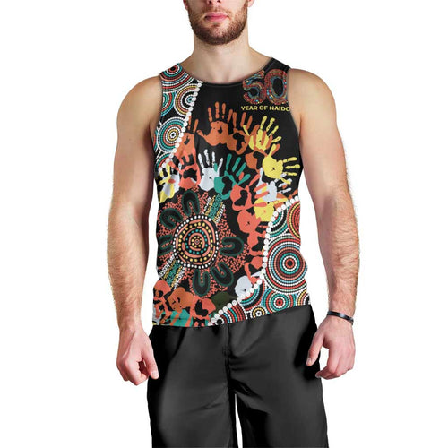Honouring 50 Year Of NAIDOC Men Tank Top Honouring The Next Generation Red Aboriginal Art