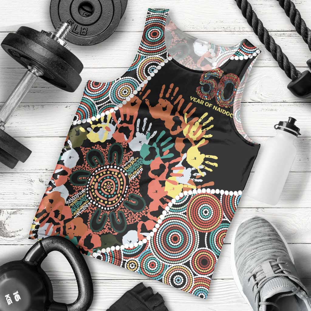 Honouring 50 Year Of NAIDOC Men Tank Top Honouring The Next Generation Red Aboriginal Art