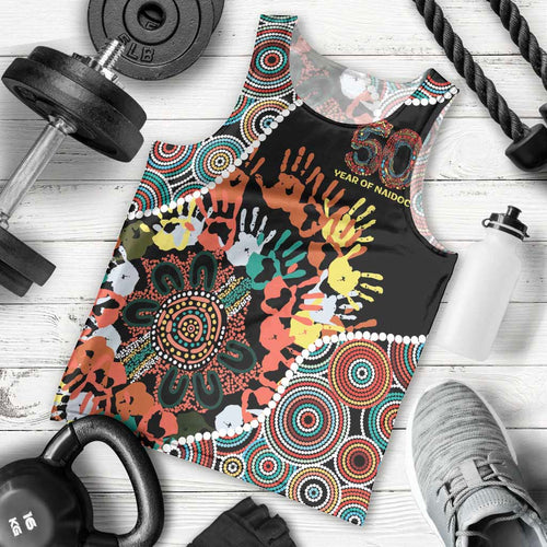 Honouring 50 Year Of NAIDOC Men Tank Top Honouring The Next Generation Red Aboriginal Art