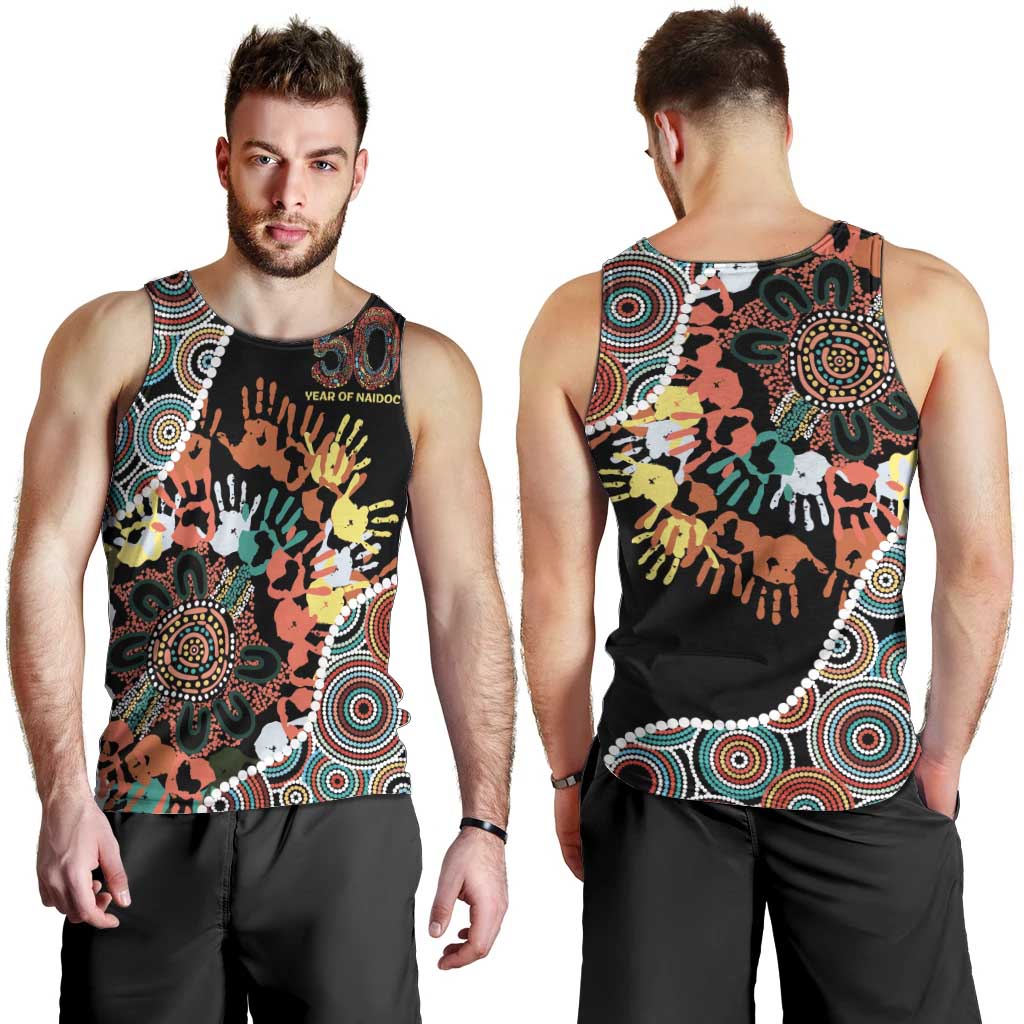 Honouring 50 Year Of NAIDOC Men Tank Top Honouring The Next Generation Red Aboriginal Art