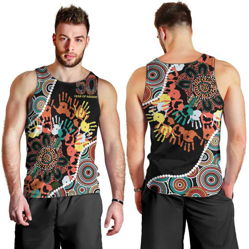 Honouring 50 Year Of NAIDOC Men Tank Top Honouring The Next Generation Red Aboriginal Art