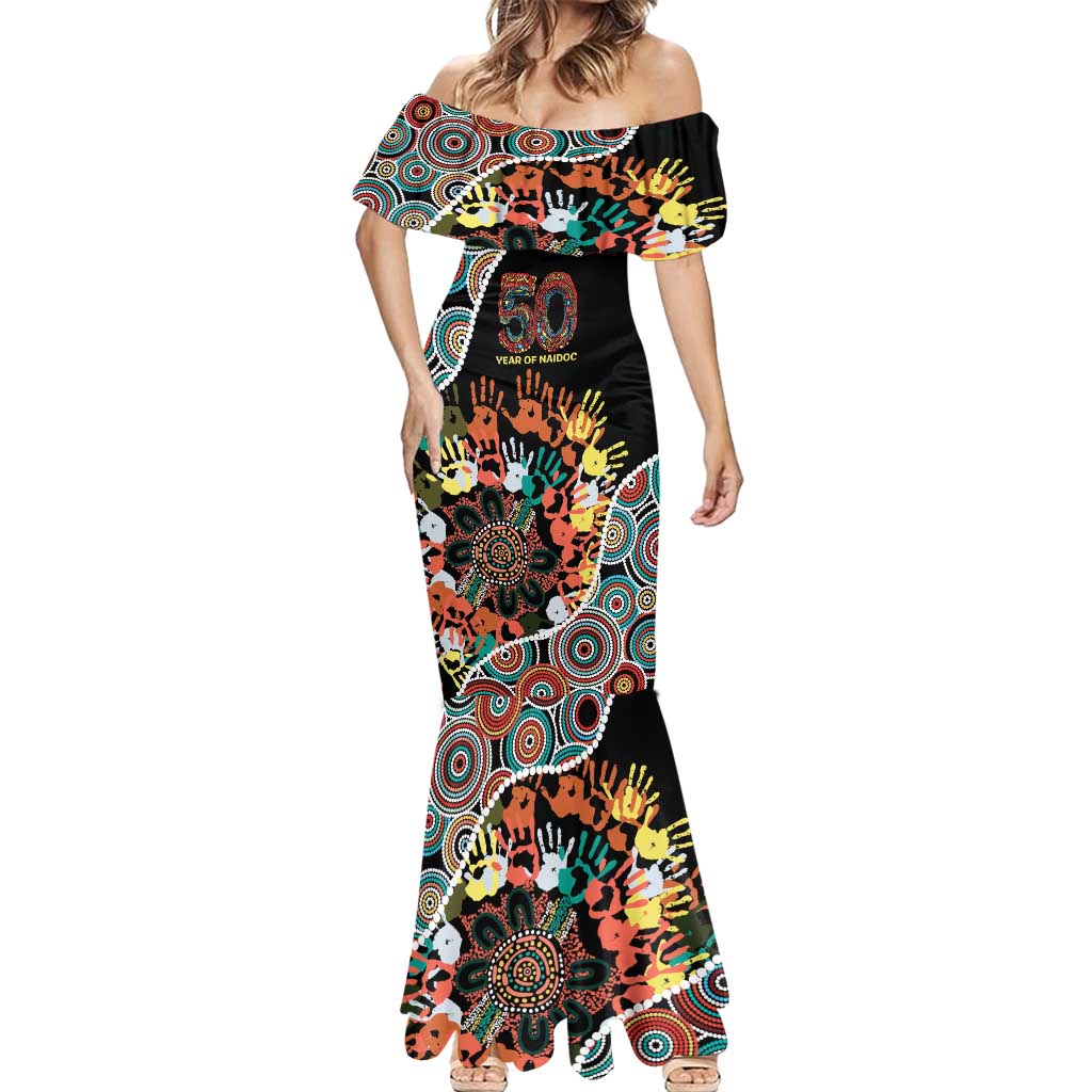 Honouring 50 Year Of NAIDOC Mermaid Dress Honouring The Next Generation Red Aboriginal Art