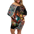 Honouring 50 Year Of NAIDOC Off Shoulder Short Dress Honouring The Next Generation Red Aboriginal Art