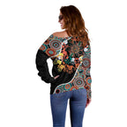 Honouring 50 Year Of NAIDOC Off Shoulder Sweater Honouring The Next Generation Red Aboriginal Art