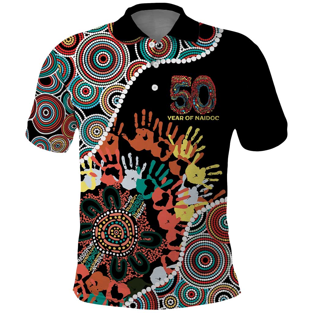 Honouring 50 Year Of NAIDOC Polo Shirt Honouring The Next Generation Red Aboriginal Art