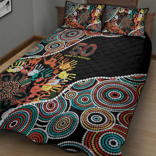 Honouring 50 Year Of NAIDOC Quilt Bed Set Honouring The Next Generation Red Aboriginal Art