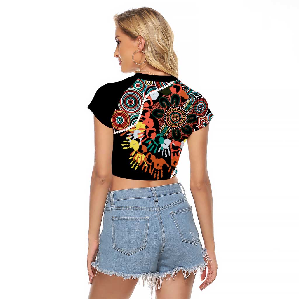 Honouring 50 Year Of NAIDOC Raglan Cropped T Shirt Honouring The Next Generation Red Aboriginal Art