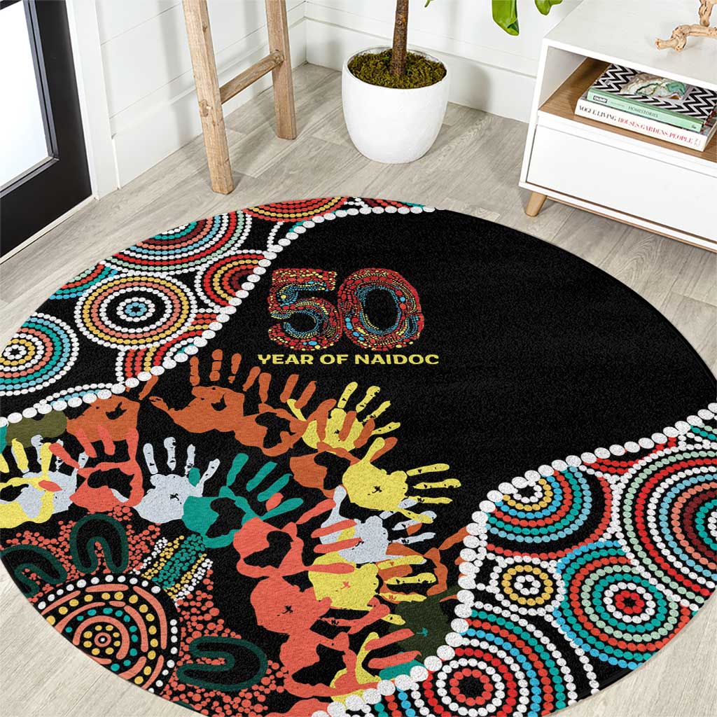 Honouring 50 Year Of NAIDOC Round Carpet Honouring The Next Generation Red Aboriginal Art