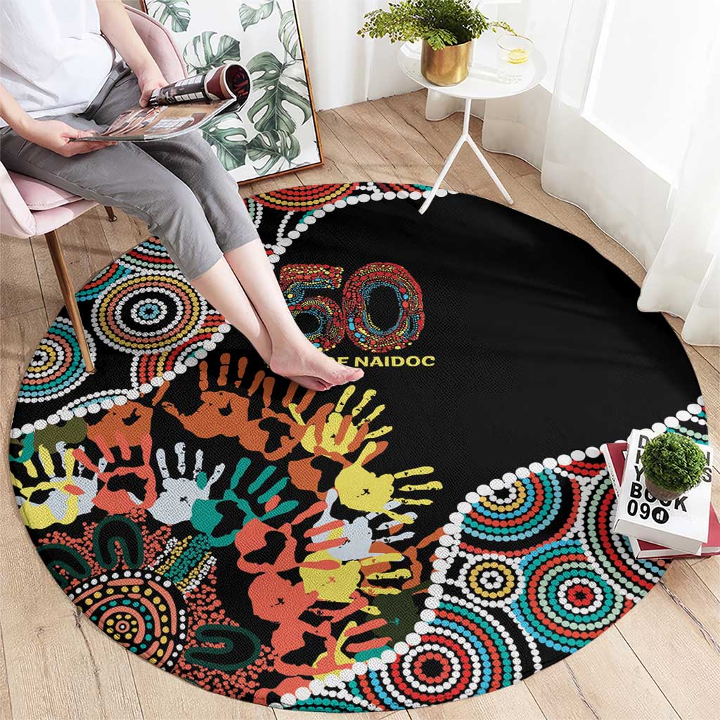 Honouring 50 Year Of NAIDOC Round Carpet Honouring The Next Generation Red Aboriginal Art