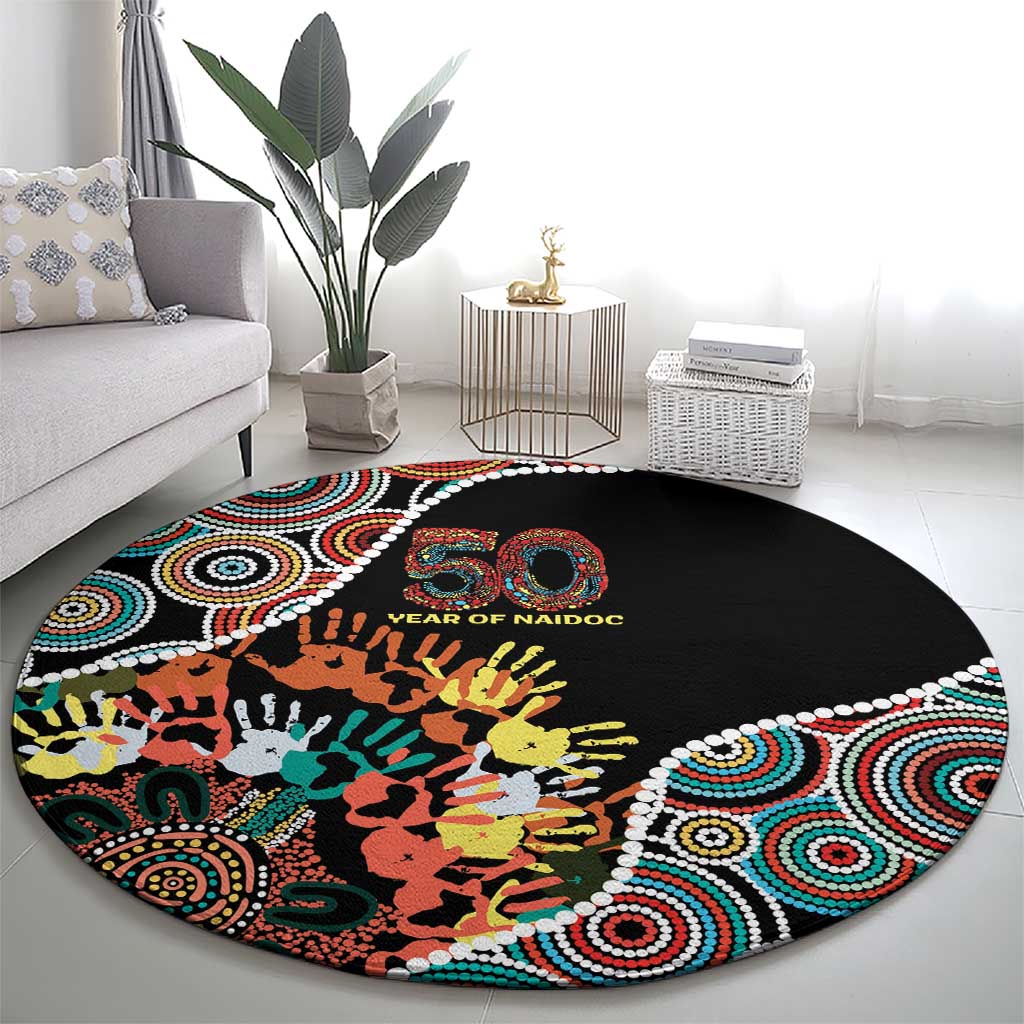 Honouring 50 Year Of NAIDOC Round Carpet Honouring The Next Generation Red Aboriginal Art