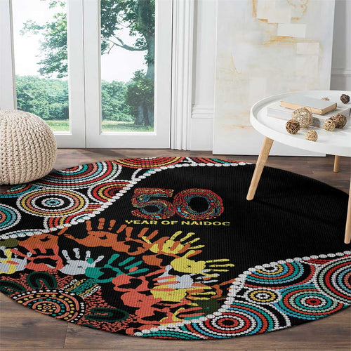 Honouring 50 Year Of NAIDOC Round Carpet Honouring The Next Generation Red Aboriginal Art