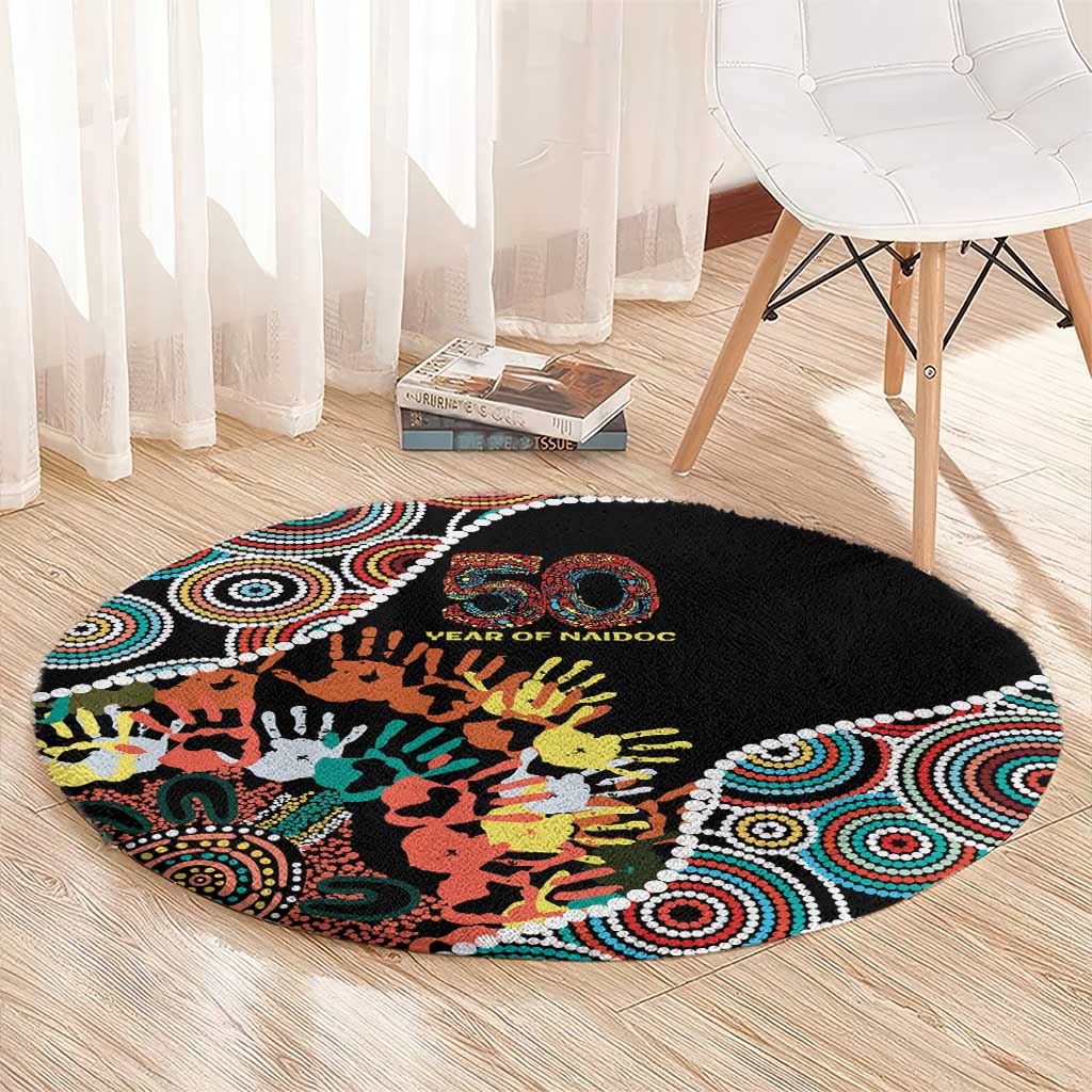 Honouring 50 Year Of NAIDOC Round Carpet Honouring The Next Generation Red Aboriginal Art