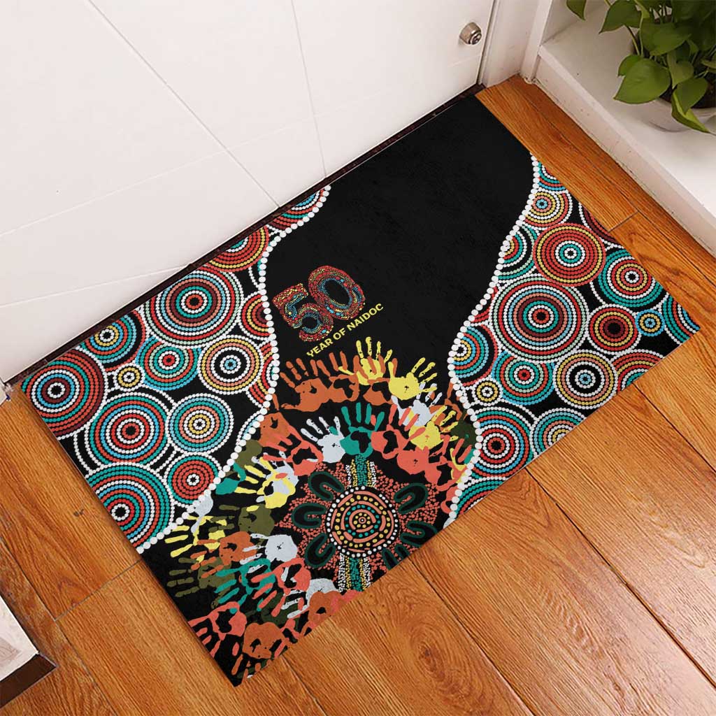 Honouring 50 Year Of NAIDOC Rubber Doormat Honouring The Next Generation Red Aboriginal Art