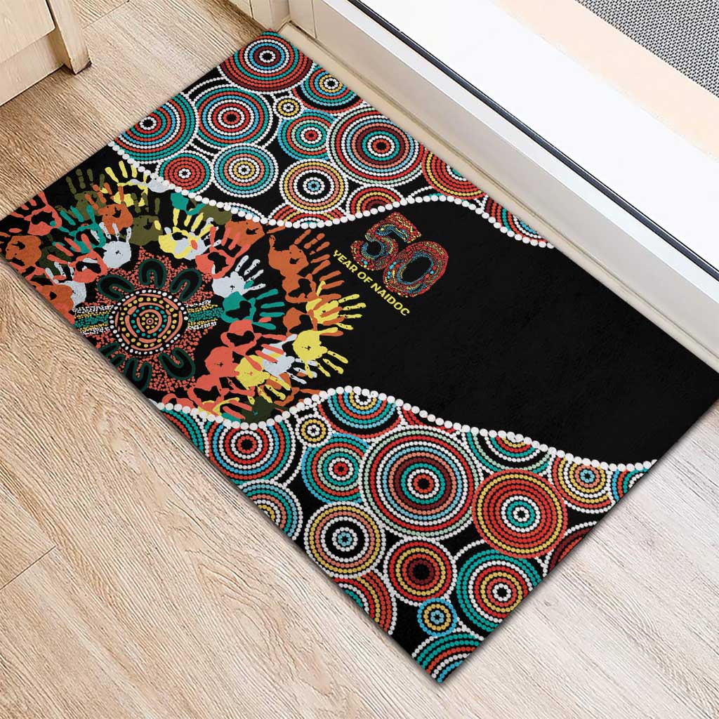 Honouring 50 Year Of NAIDOC Rubber Doormat Honouring The Next Generation Red Aboriginal Art