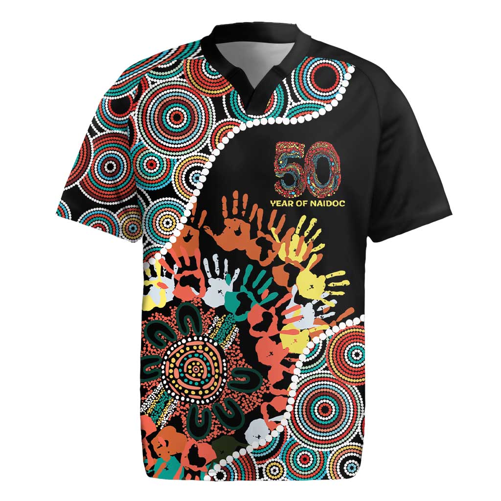 Honouring 50 Year Of NAIDOC Rugby Jersey Honouring The Next Generation Red Aboriginal Art