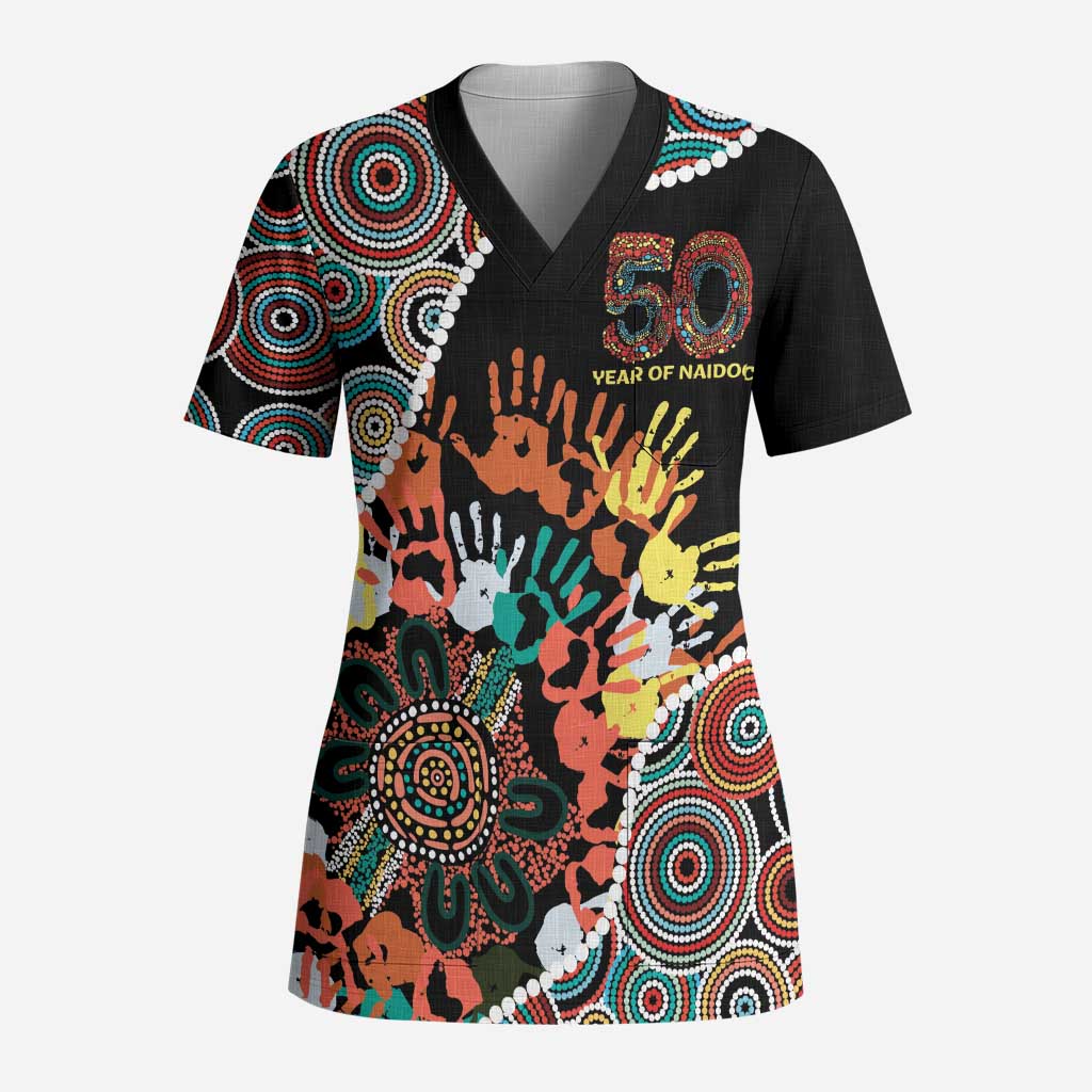 Honouring 50 Year Of NAIDOC Scrub Top Honouring The Next Generation Red Aboriginal Art - Aussie Hoodie