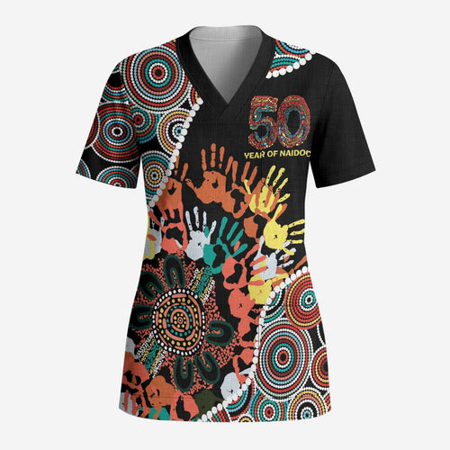 Honouring 50 Year Of NAIDOC Scrub Top Honouring The Next Generation Red Aboriginal Art - Aussie Hoodie