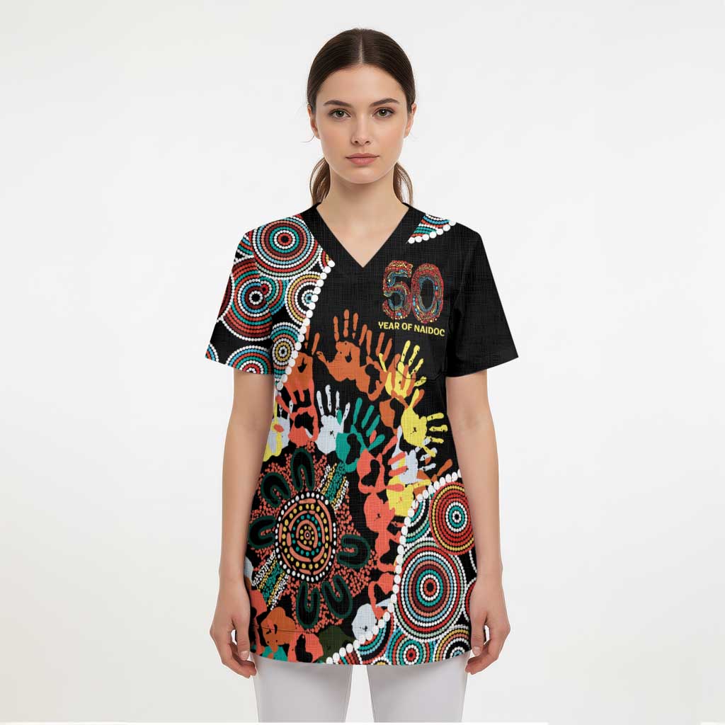 Honouring 50 Year Of NAIDOC Scrub Top Honouring The Next Generation Red Aboriginal Art - Aussie Hoodie