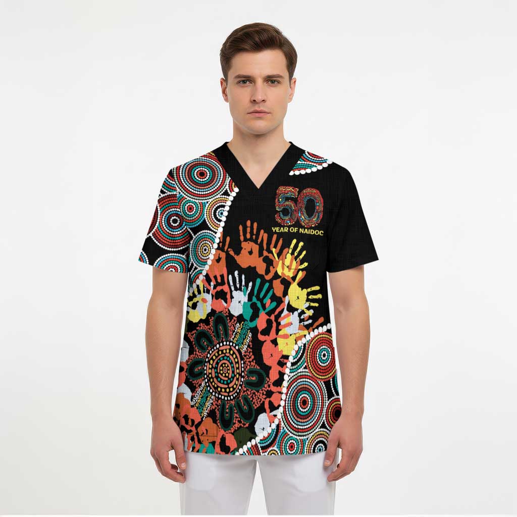 Honouring 50 Year Of NAIDOC Scrub Top Honouring The Next Generation Red Aboriginal Art - Aussie Hoodie
