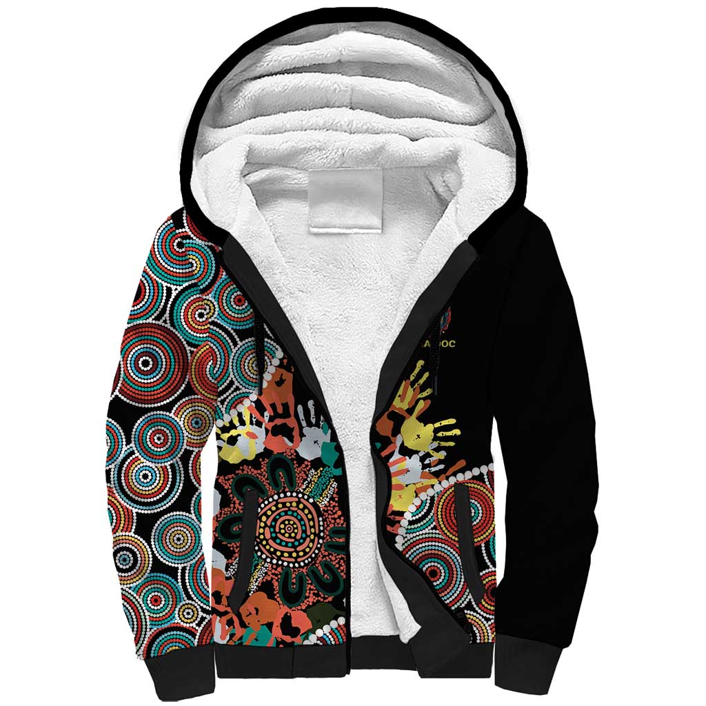 Honouring 50 Year Of NAIDOC Sherpa Hoodie Honouring The Next Generation Red Aboriginal Art