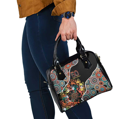 Honouring 50 Year Of NAIDOC Shoulder Handbag Honouring The Next Generation Red Aboriginal Art