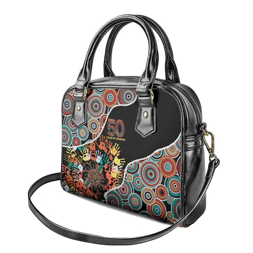 Honouring 50 Year Of NAIDOC Shoulder Handbag Honouring The Next Generation Red Aboriginal Art