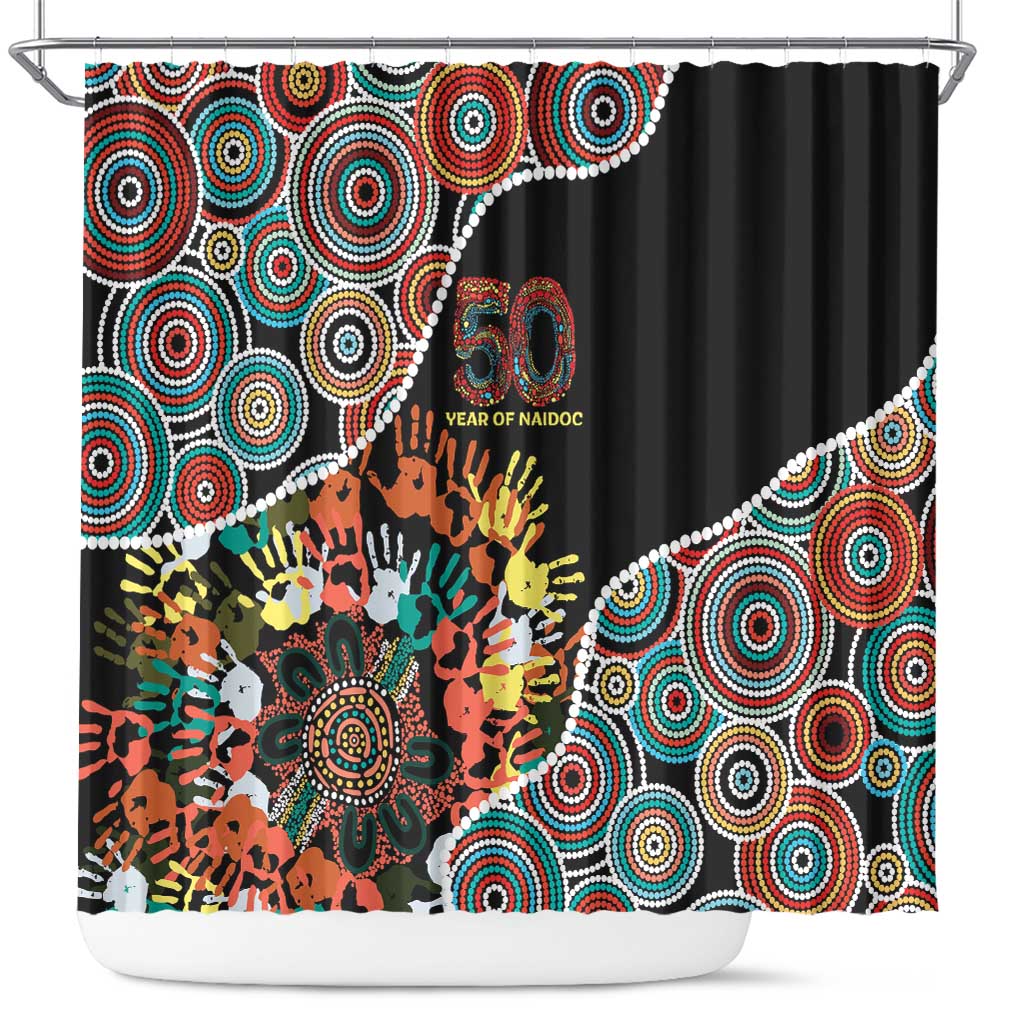 Honouring 50 Year Of NAIDOC Shower Curtain Honouring The Next Generation Red Aboriginal Art