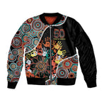 Honouring 50 Year Of NAIDOC Sleeve Zip Bomber Jacket Honouring The Next Generation Red Aboriginal Art