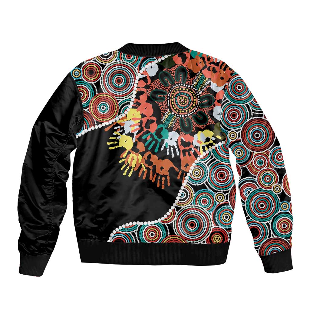 Honouring 50 Year Of NAIDOC Sleeve Zip Bomber Jacket Honouring The Next Generation Red Aboriginal Art