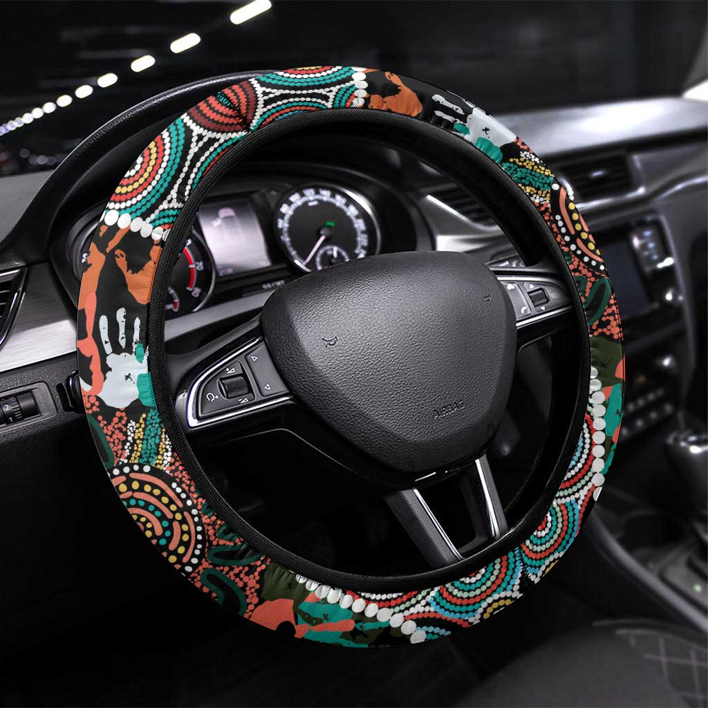 Honouring 50 Year Of NAIDOC Steering Wheel Cover Honouring The Next Generation Red Aboriginal Art