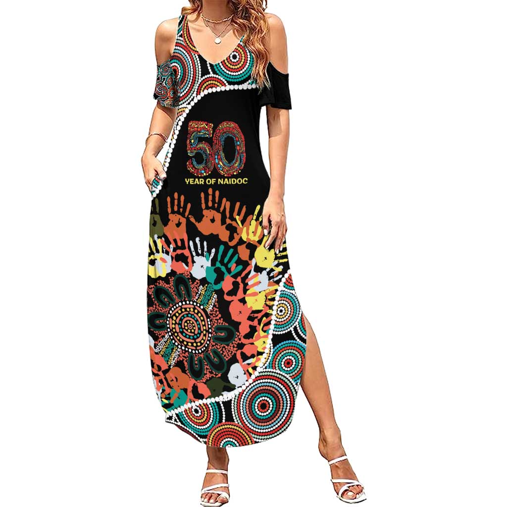 Honouring 50 Year Of NAIDOC Summer Maxi Dress Honouring The Next Generation Red Aboriginal Art