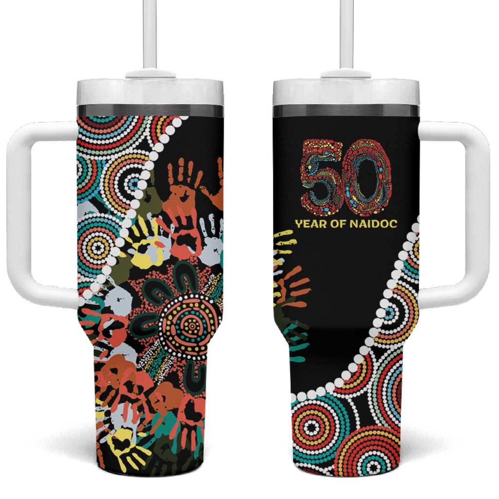 Honouring 50 Year Of NAIDOC Tumbler With Handle Honouring The Next Generation Red Aboriginal Art