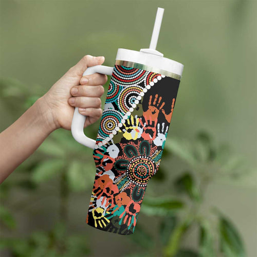 Honouring 50 Year Of NAIDOC Tumbler With Handle Honouring The Next Generation Red Aboriginal Art