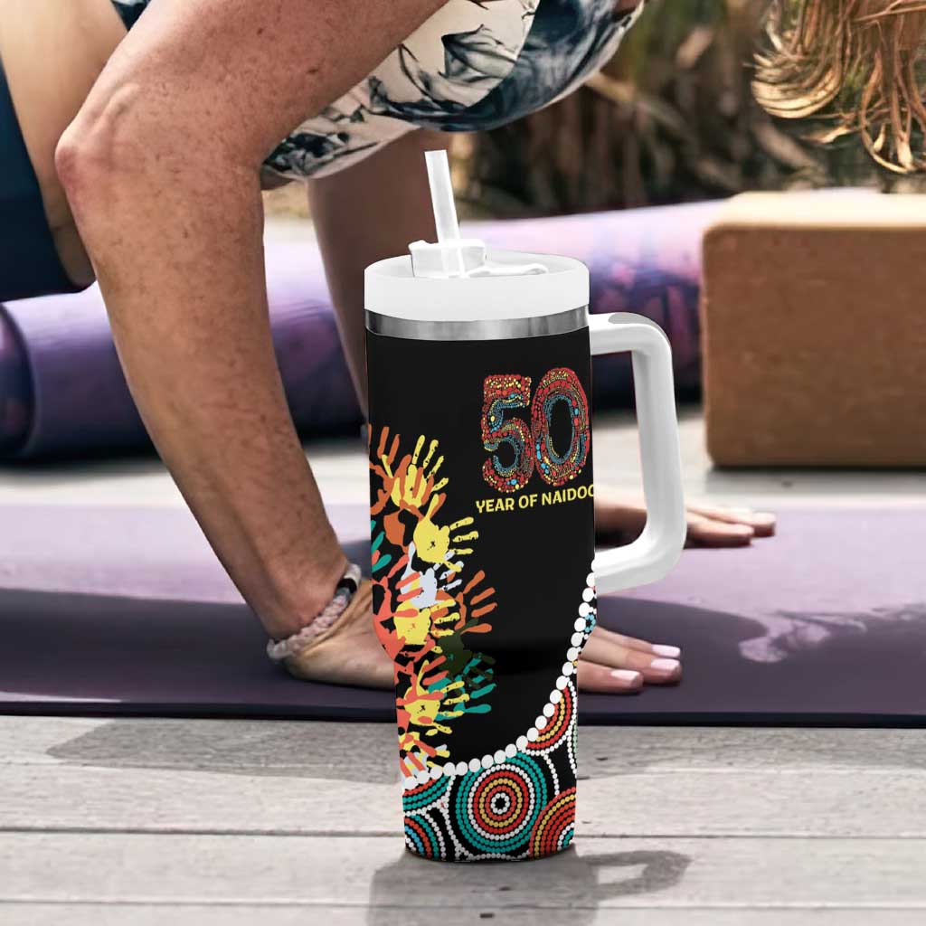 Honouring 50 Year Of NAIDOC Tumbler With Handle Honouring The Next Generation Red Aboriginal Art