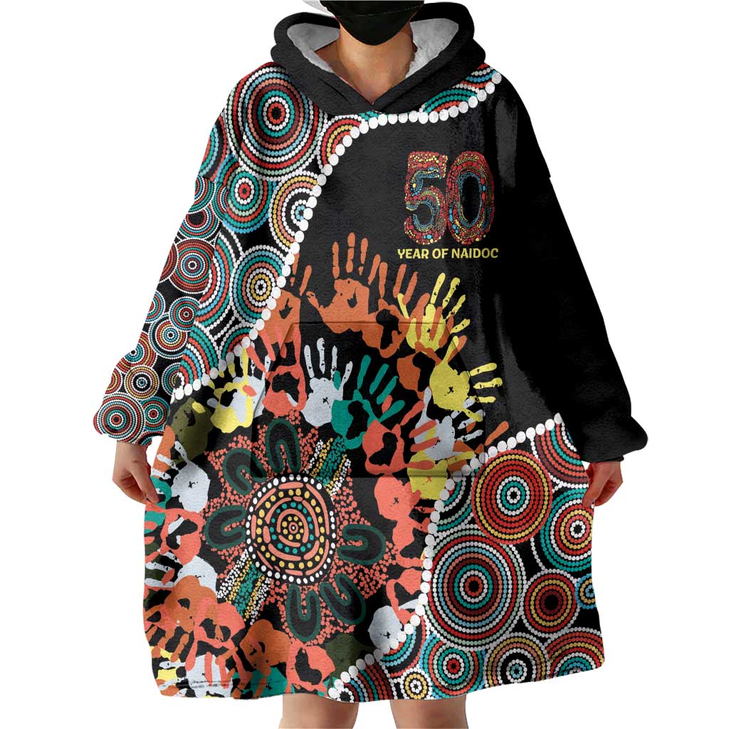 Honouring 50 Year Of NAIDOC Wearable Blanket Hoodie Honouring The Next Generation Red Aboriginal Art