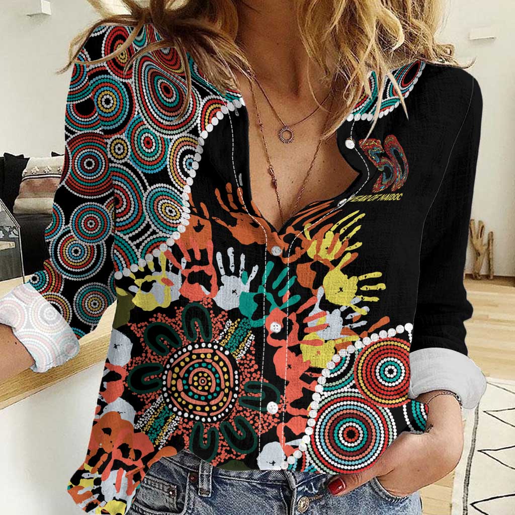 Honouring 50 Year Of NAIDOC Women Casual Shirt Honouring The Next Generation Red Aboriginal Art