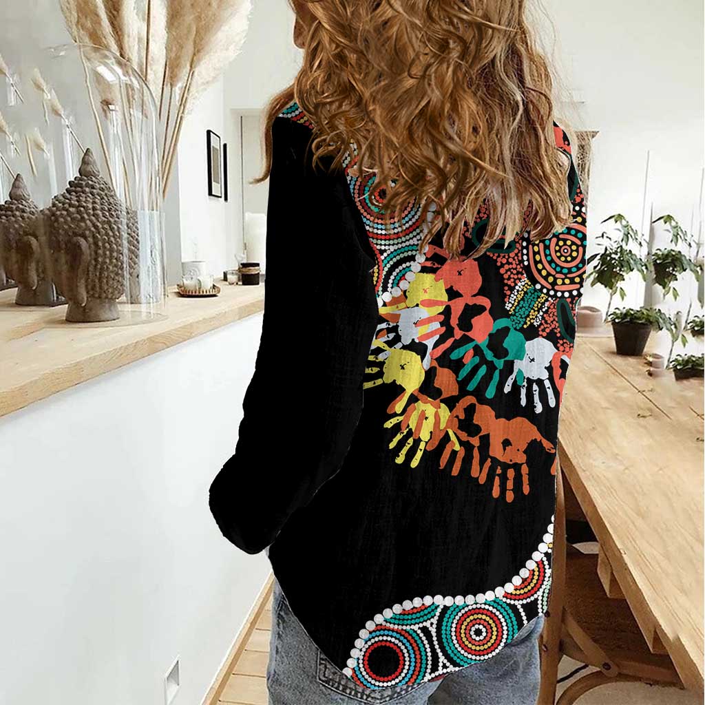 Honouring 50 Year Of NAIDOC Women Casual Shirt Honouring The Next Generation Red Aboriginal Art