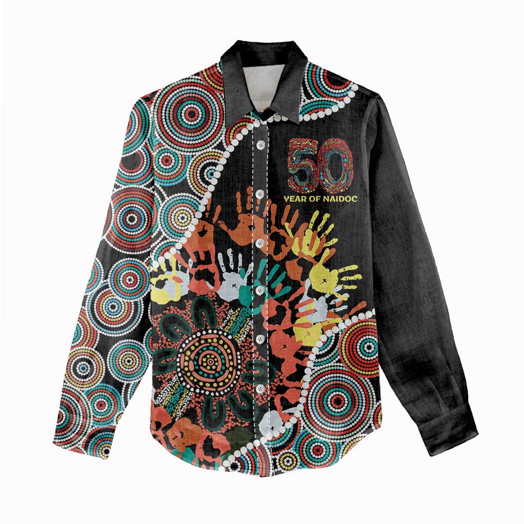Honouring 50 Year Of NAIDOC Women Casual Shirt Honouring The Next Generation Red Aboriginal Art