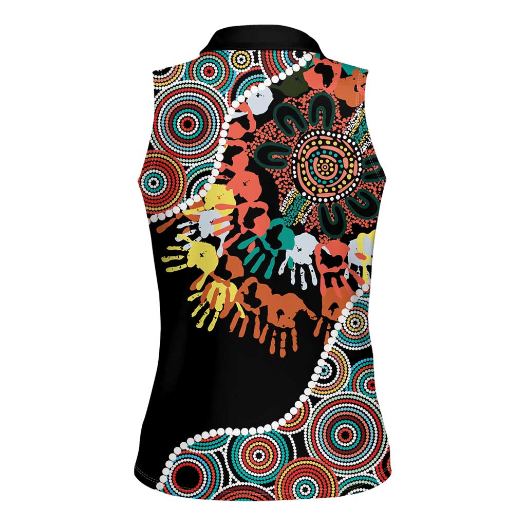 Honouring 50 Year Of NAIDOC Women Sleeveless Polo Shirt Honouring The Next Generation Red Aboriginal Art