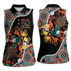 Honouring 50 Year Of NAIDOC Women Sleeveless Polo Shirt Honouring The Next Generation Red Aboriginal Art