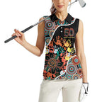 Honouring 50 Year Of NAIDOC Women Sleeveless Polo Shirt Honouring The Next Generation Red Aboriginal Art