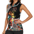 Honouring 50 Year Of NAIDOC Women Sleeveless Polo Shirt Honouring The Next Generation Red Aboriginal Art