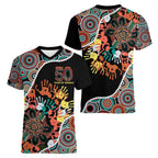 Honouring 50 Year Of NAIDOC Women V-Neck T-Shirt Honouring The Next Generation Red Aboriginal Art
