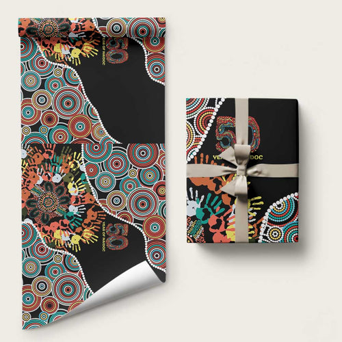 Honouring 50 Year Of NAIDOC Wrapping Paper Honouring The Next Generation Red Aboriginal Art - Aussie Hoodie