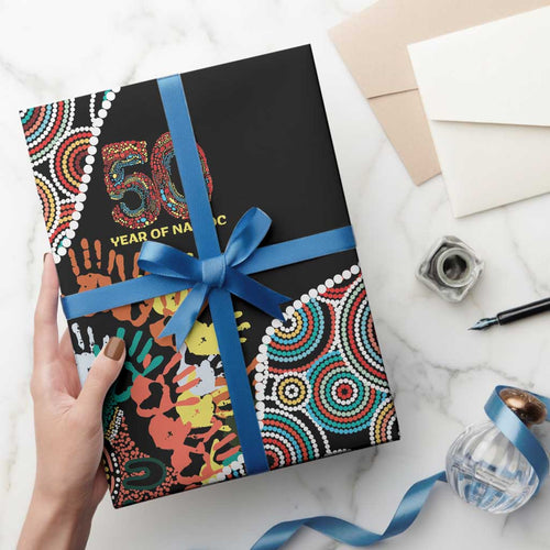 Honouring 50 Year Of NAIDOC Wrapping Paper Honouring The Next Generation Red Aboriginal Art - Aussie Hoodie